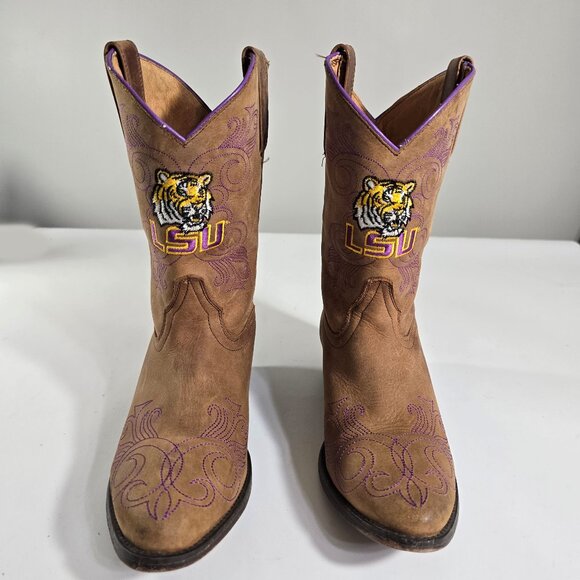 Vintage Someday Boots LSU Girls Kids Sz 5 Collegiate Cowboy Football Tiger Logo - Picture 1 of 15